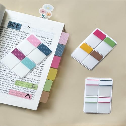 Quivanta 900 PCS 1 Inch Sticky Index Tabs Book Tabs,Writable and Repositionable File Tabs Flags Colored Page Markers Labels for Reading Notes, 41 Sets