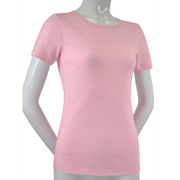 Kavio! Women Crew Neck Short Sleeve Top (Same W1C0347) Baby Pink M