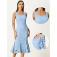 thumbnail image 2 of DARING DIVA Women's Fishtail Sheath Open Front Shrugs 2pc Lace Dress XL Light Blue, 2 of 6