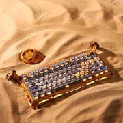 GravaStar Mercury K1 Pro 75% Wireless Mechanical Keyboard, Gasket Mount, 8000mAh Battery, Kailh Speedy Mint Linear Switches, Dual RGB - Worn Yellow