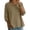 Khaki, variant on Women's 3/4 Sleeve Linen Shirt, V Neck Embroidered Button Down Blouse, Bohemian Casual Loose Fit Top for Daily Wear, Vacation, and Fashion Outfits Khaki L