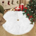 thumbnail image 3 of Bfantian 48 Inches Beige Knitted Christmas Tree Skirt,Small Tree Skirts for Pencil Tree,Cable White Plush Faux Fur Christmas Tree Mat Rustic Farmhouse Decorations Xmas Home Party Holiday Decor-White, 3 of 7