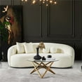 thumbnail image 2 of Ashcroft Modern Polyester Durable Upholstered Sofa, Cream, 2 of 5
