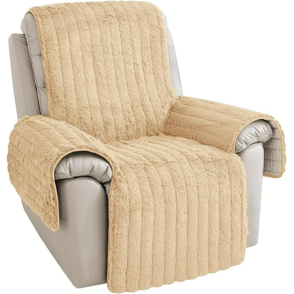 Aorsher Plush Recliner Slipcover, Artificial Wool Lazy Boy Chair Cover for Recliner Chairs and Furniture, Quilted Cover for Home