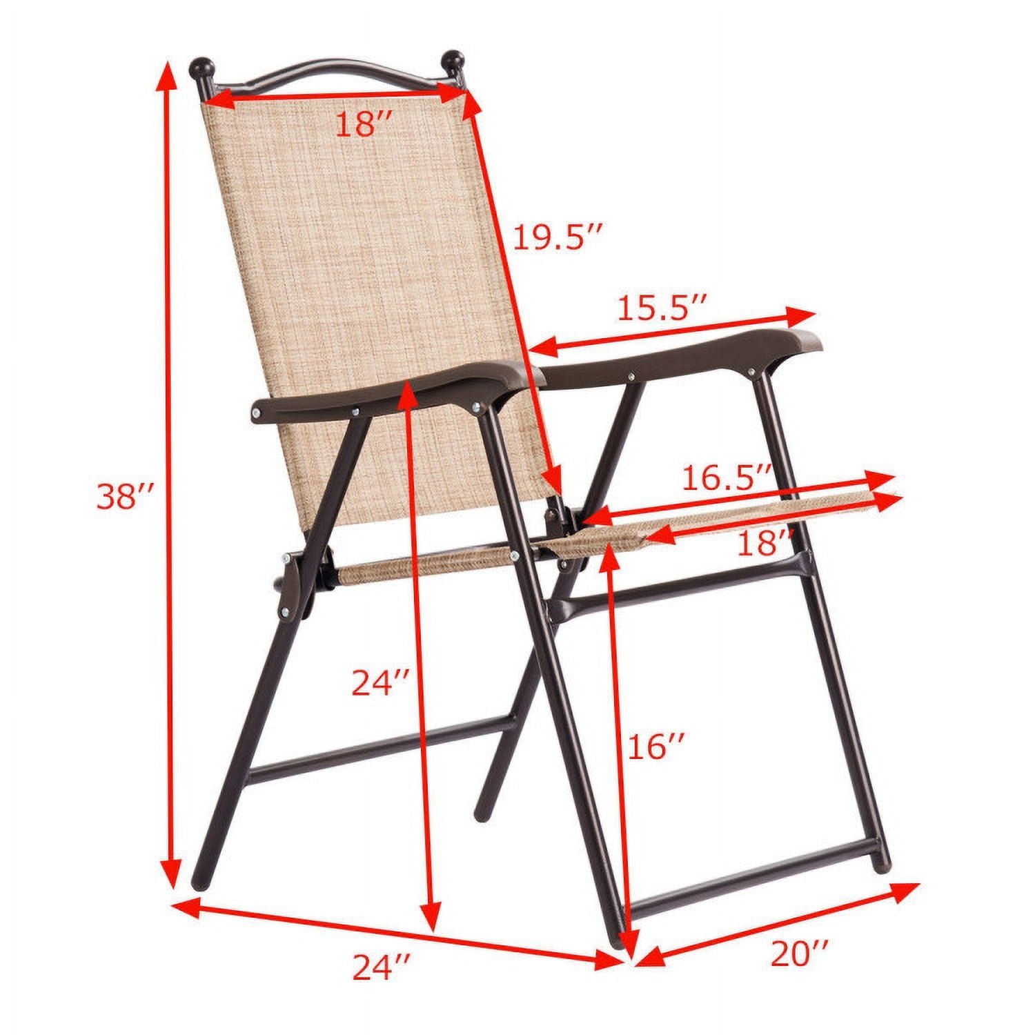 Aimee Lii Set of 2 Patio Folding Sling Back Camping Deck Chairs, Outdoor Patio Set, Beige
