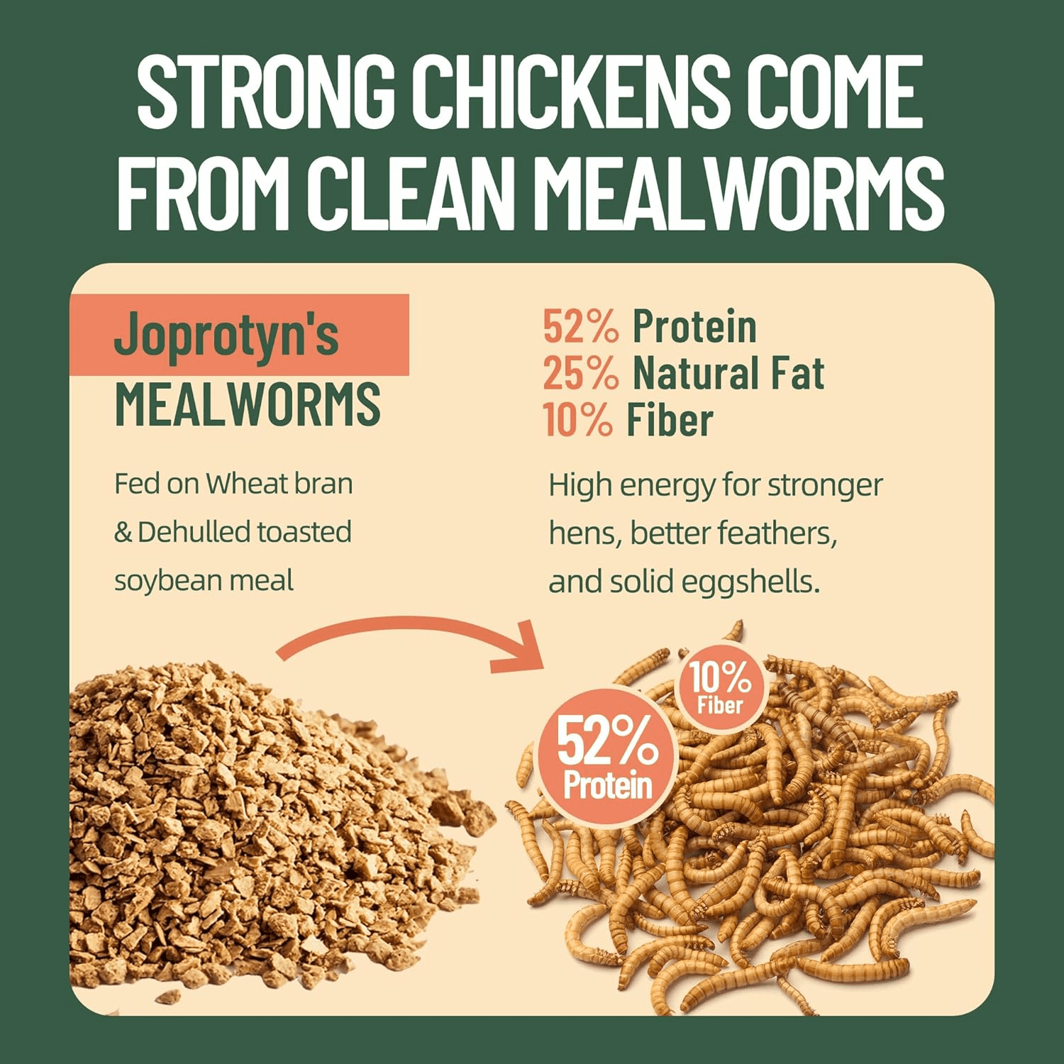 Joyprotyn 5LB Non-GMO Dried Mealworms - High Protein Natural Feed & Chicken Treats for Chickens, Ducks, Wild Birds, Quails & Reptiles - Support Egg Production & Feather Growth