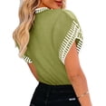 thumbnail image 3 of Short Sleeved Womens Ruffle Tops Crew Neck Lightweight Soft Knit Sweater, 3 of 4