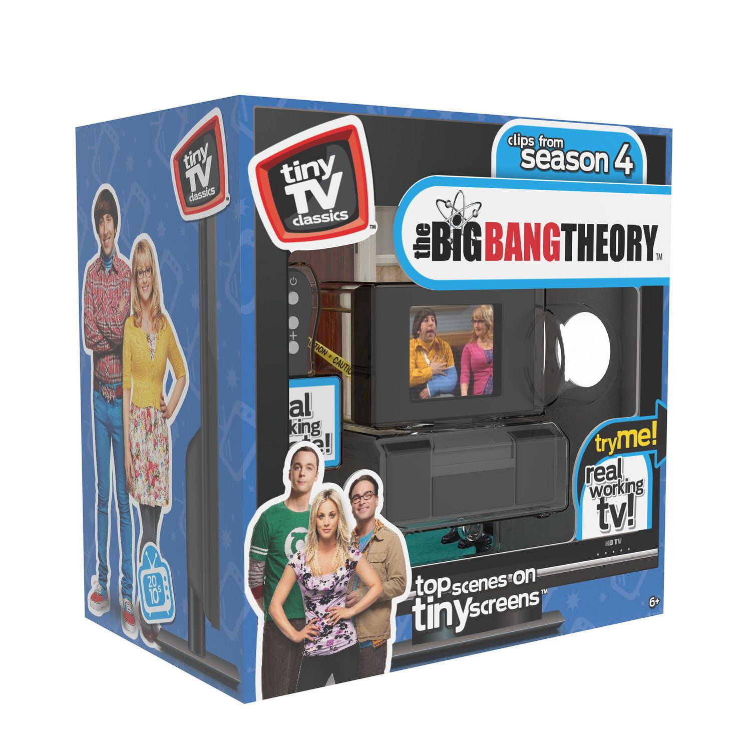 Tiny TV Classics - L'édition Big Bang Theory - La plus récente collection de Basic Fun - Regardez les meilleures scènes de Big Bang Theory sur un vrai téléviseur Tiny (avec télécommande fonctionnelle)