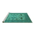 thumbnail image 2 of Ahgly Company Machine Washable Indoor Rectangle Oriental Turquoise Blue Industrial Area Rugs, 7' x 9', 2 of 4