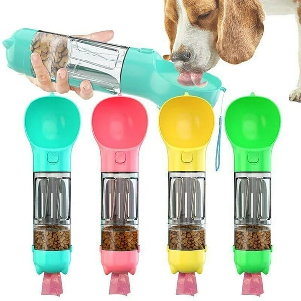 Botella de agua portátil 3 en 1 para perro, alimentador multifunción para mascotas, tazón para beber, dispensador de comida al aire libre para cachorros y gatitos, cuencos para tazas de agua para masc