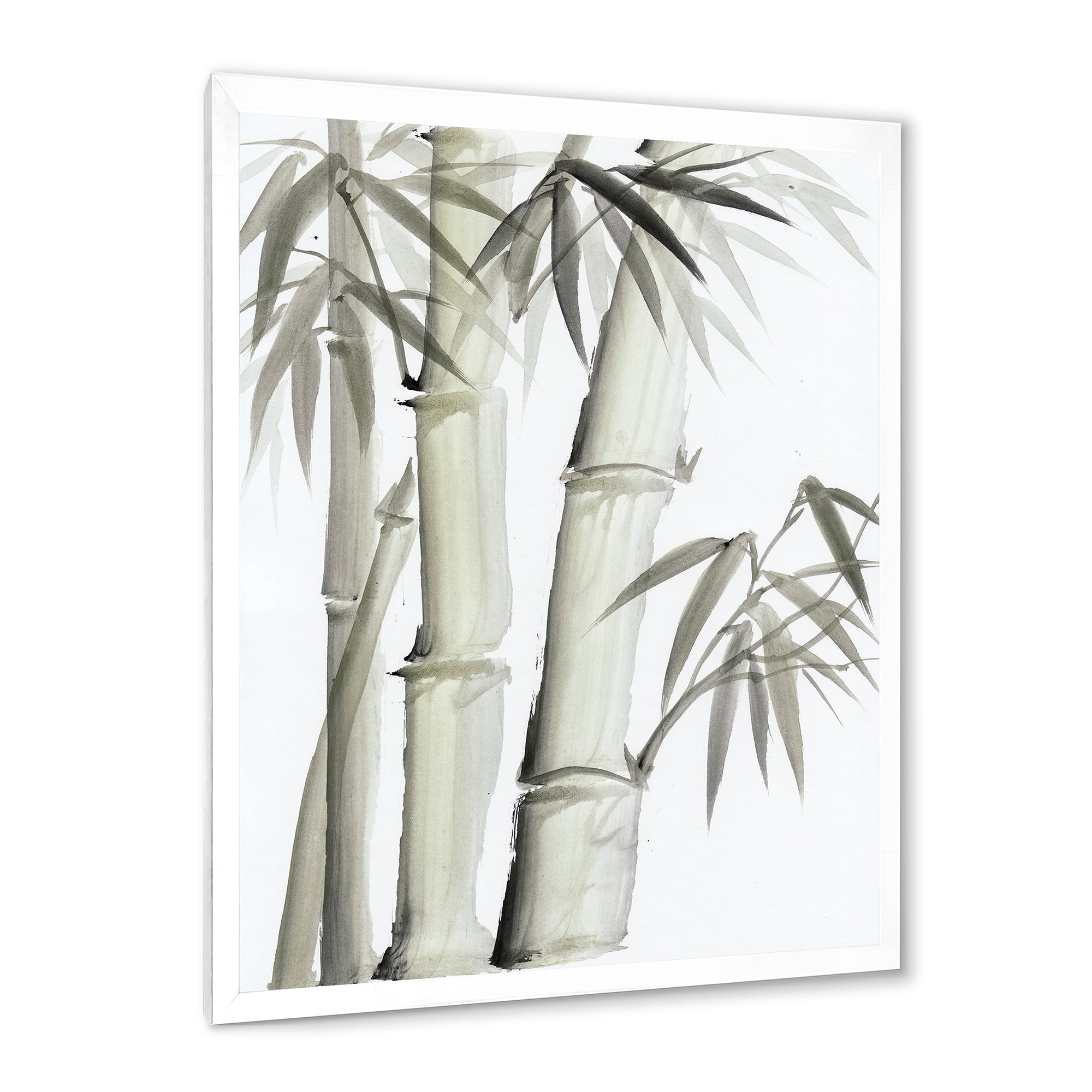 Designart 'Vintage Black and White Bamboo V' Lake House Framed Art Print