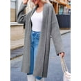 thumbnail image 2 of Womens Long Cardigan Sweaters Chunky Open Front Oversized Slouchy Knit Fall Trendy Coatigan Jackets Medium Dark Gray L, 2 of 6