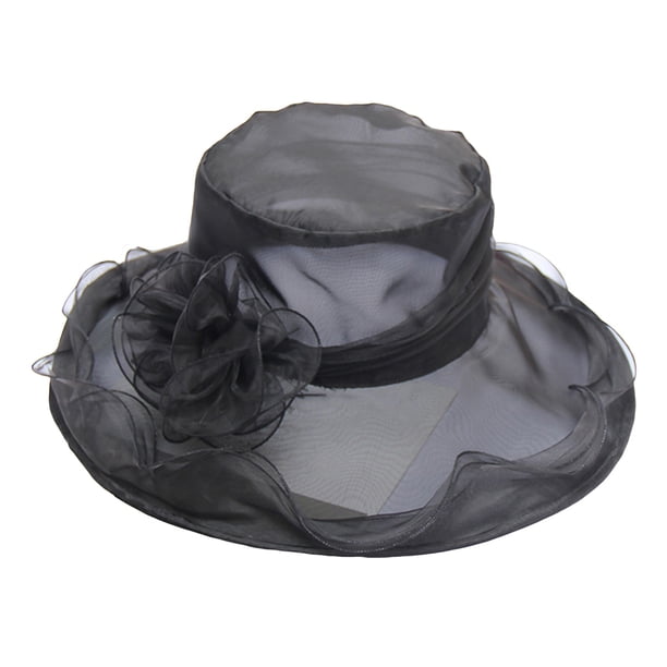 Sombrero de sol de organza con flores elegantes para mujer Sombrero de visera de ala ancha transpirable para el verano Nituyy Varios colores, elegantes sombreros para mujer