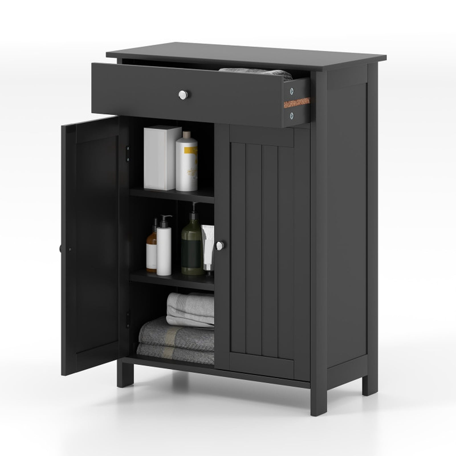 Vebreda Freestanding Bathroom Storage Cabinet, Bathroom Floor Cabinet Freestanding Storage Organizer with 2 Doors, Multiple Storage Options