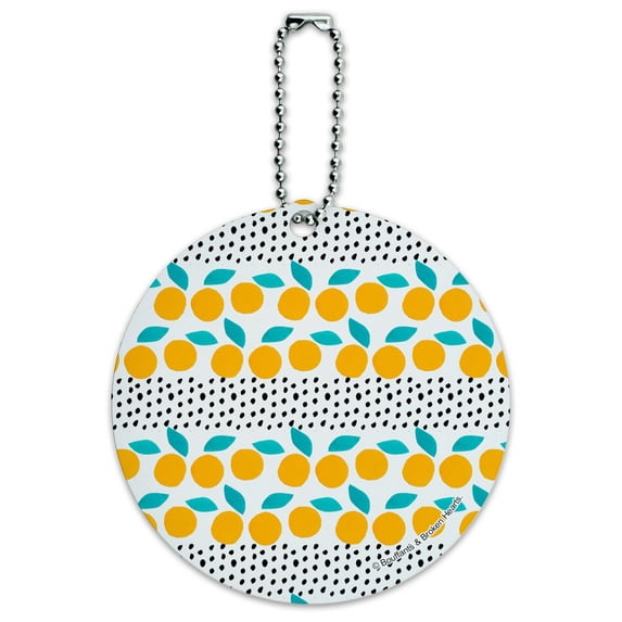 Citrus Dots Pattern Round Luggage ID Tag Card Suitcase Carry-On