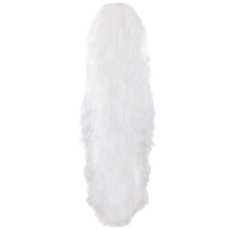 Deluxe Ultra Soft Faux Sheepskin Fur Series Fluffy Decorative Indoor Shag Area Rug, 2 x 6 Feet, white, 1 Pack