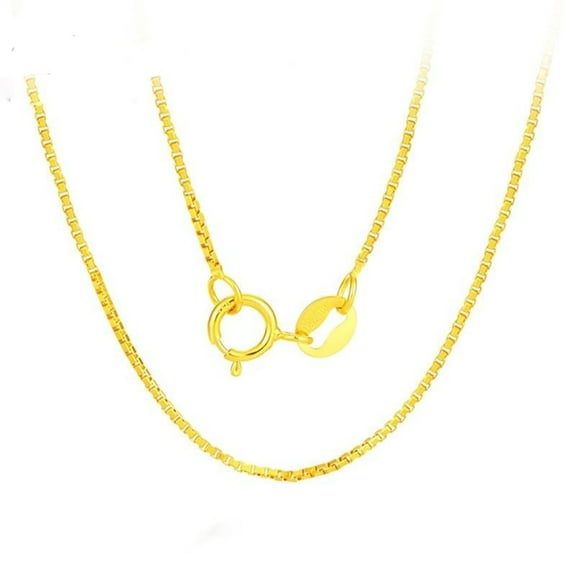 18k  Pure Yellow Gold Box Chain Women Necklace 18" inches' 1.4g AU750