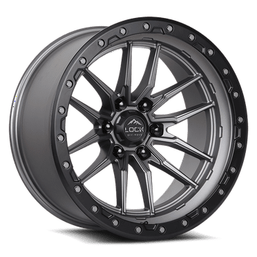 Lock OffRoad For Krawler 17x9 5x127 -12et 71.5 Matte Gray w/ Matte Black Ring Wheel