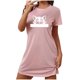 thumbnail image 2 of Camisón corto de talla grande para mujer, camisón de manga corta con estampado de pecho a la moda, camisón para mujer, 2 of 5