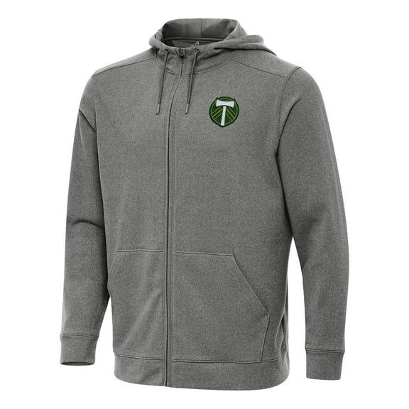 Men's Antigua Heather Black Portland Timbers Effortless Full-Zip Hoodie