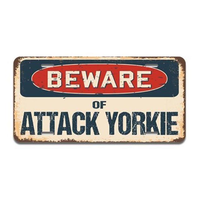 SignMission A-LP-04-196 Aluminum License Plate - Beware of Attack Yorkie