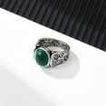 thumbnail image 5 of Men's Titanium Steel Ring With Natural Stone Inlay Vintage Irregular Drop Shaped Band for Him Everyday Classic, 5 of 5