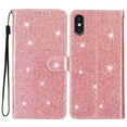 thumbnail image 6 of For iPhone X / iPhone XS Case Bling Glitter Shiny Magnetic Closure Luxury PU Leather RFID Blocking Wallet Card Holder Hand Strap Folio Kickstand Flip Case Women Girls, Rosegold, 6 of 7