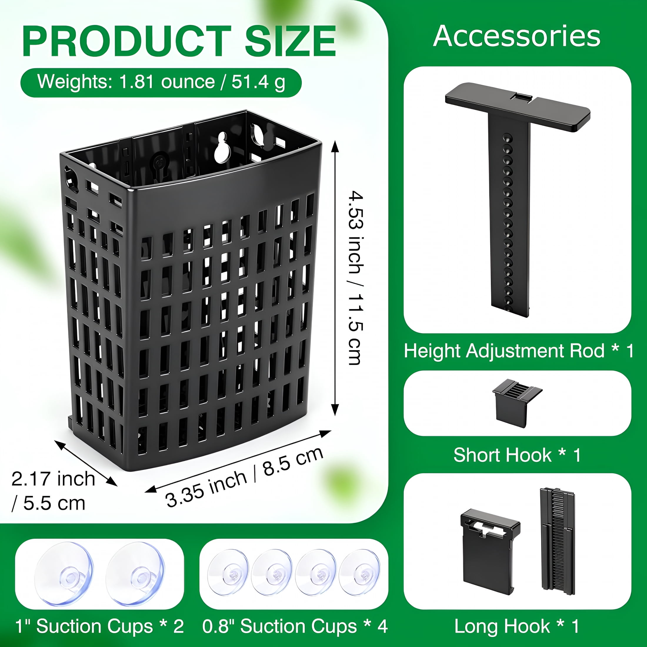 ACDANC Aquarium Plant Holder Adjustable Height with Extendable Hook and Suction Cup for Fish Tank Aquaponic Plant Cultivation and Aquascape Accessories Decorations (4 Pack)