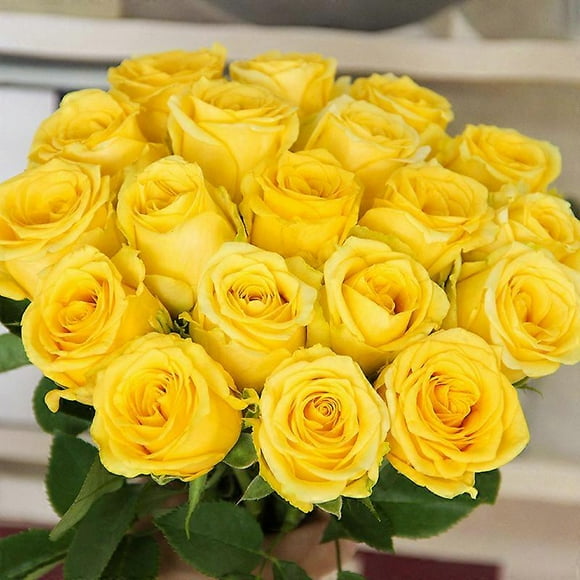 10pcs Yellow Roses Artificial Flowers. Long Individual Stem Real Touch Rose Faux