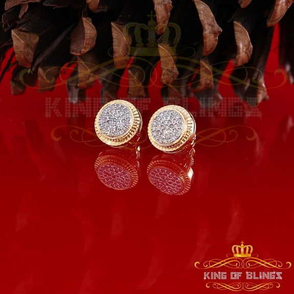 King of Bling's 10K Real Yellow Gold Real Diamond 0.15CT Men's/Women's Stud Micro Earring