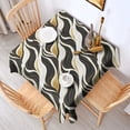 thumbnail image 2 of Black White Gold Wave Marble Pattern Square Tablecloth,Waterproof Square Table Cover,Wipeable Spillproof Washable Table Cover for Home Kitchen Party Decor 60"x60"(152x152cm), 2 of 6