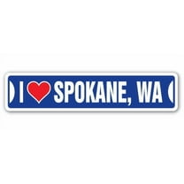 I LOVE SPOKANE WASHINGTON Street Sign wa city state us wall road décor gift