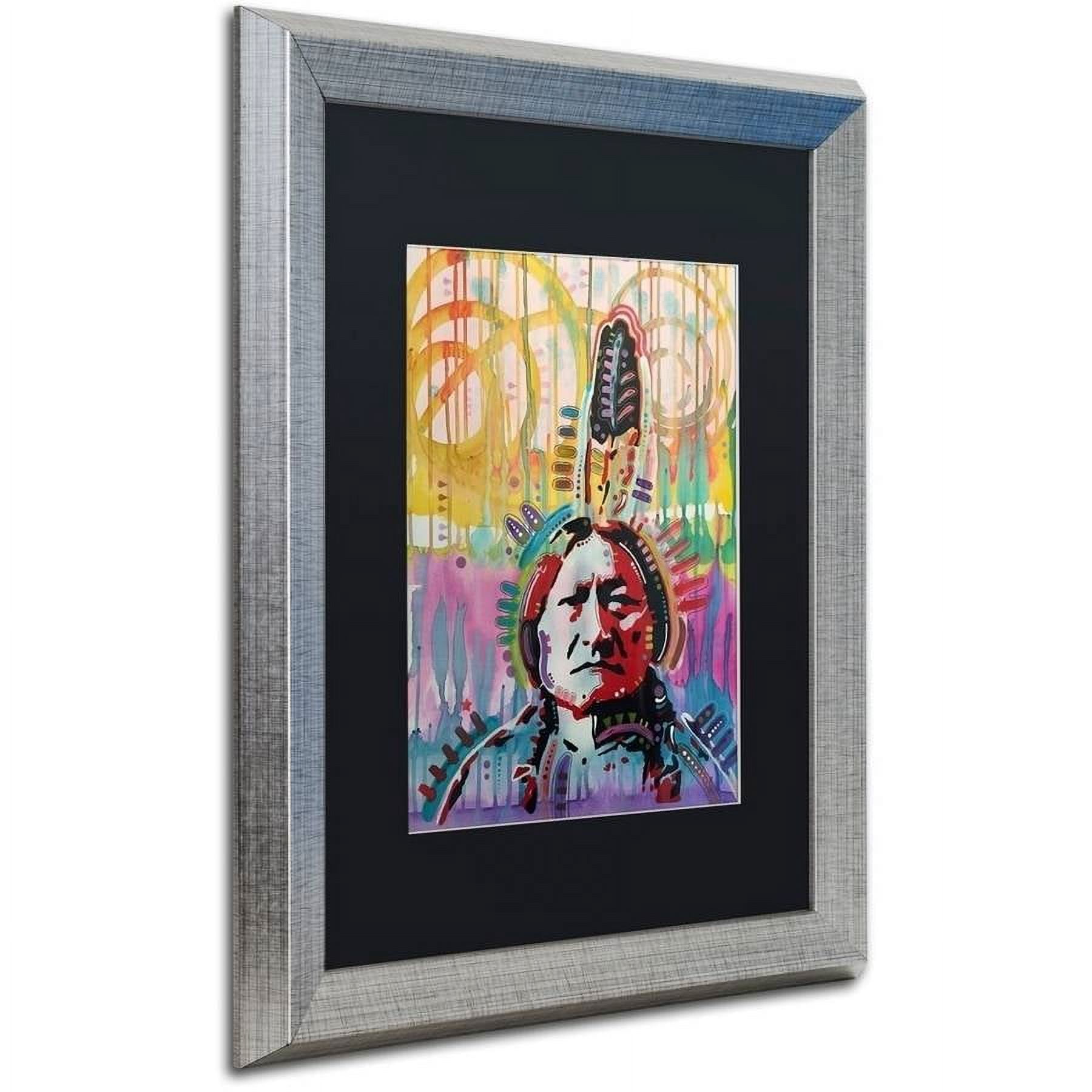 Trademark Fine Art "Sitting Bull 2" Canvas Art by Dean Russo, Black Matte, Silver Frame