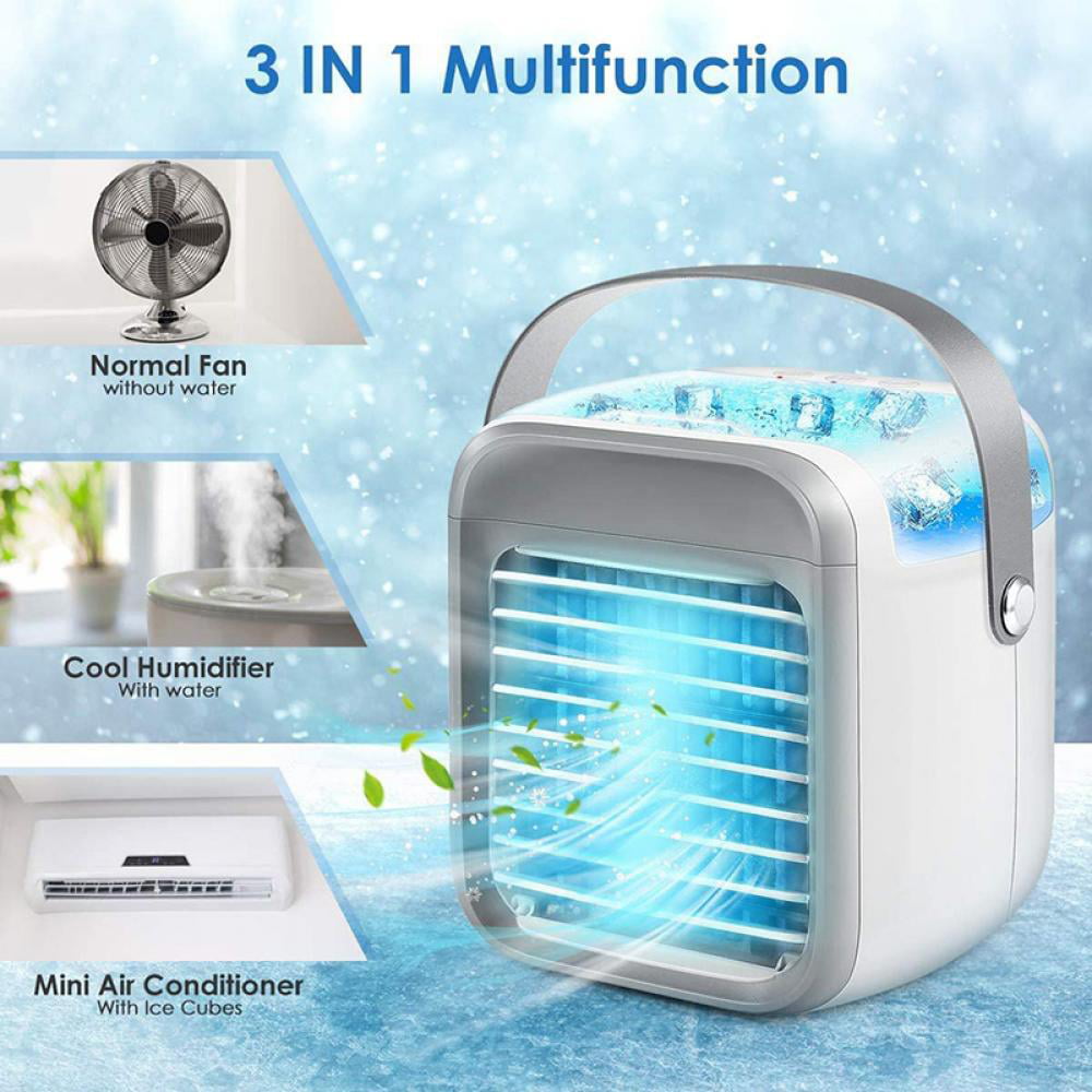 Camping Car Portable Air Conditioner Night Light for Office Personal Evaporative Air Cooler Timing Mini Air Conditioner Rechargable Cooling Fan with 3 Speeds 