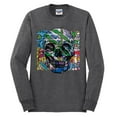 thumbnail image 2 of Wild Bobby, Colorful Abstract Skull Face Streetwear Mens Long Sleeve Shirt, Heather Black, X-Large, 2 of 3