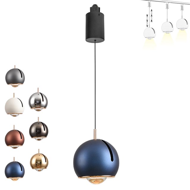 FSLiving Suspension de Piste 8W en Forme de H Rétractable avec Abat-Jour en Aluminium et Projecteur LED 3500K pour Lot Intérieur Longueur Réglable pour Cuisine de Restaurant, Bleu - 1 Lumière
