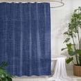 thumbnail image 2 of Xipuska Vintage Navy Blue Shower Curtain - Water Repellent Fabric Shower Curtains Washable, Farmhouse Retro Dark Solid Color Linen Texture Decorative Cloth Bathroom Curtains Modern Bath Decor 72"x78", 2 of 6