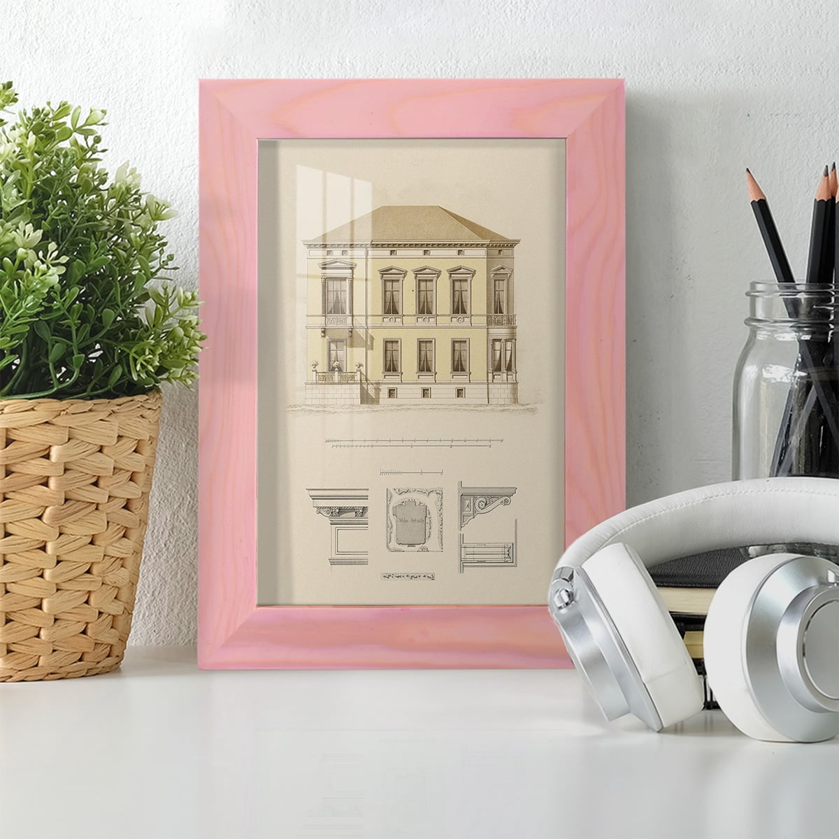 Estate and Plan VI -Framed Print w/glass-Sunset Pink