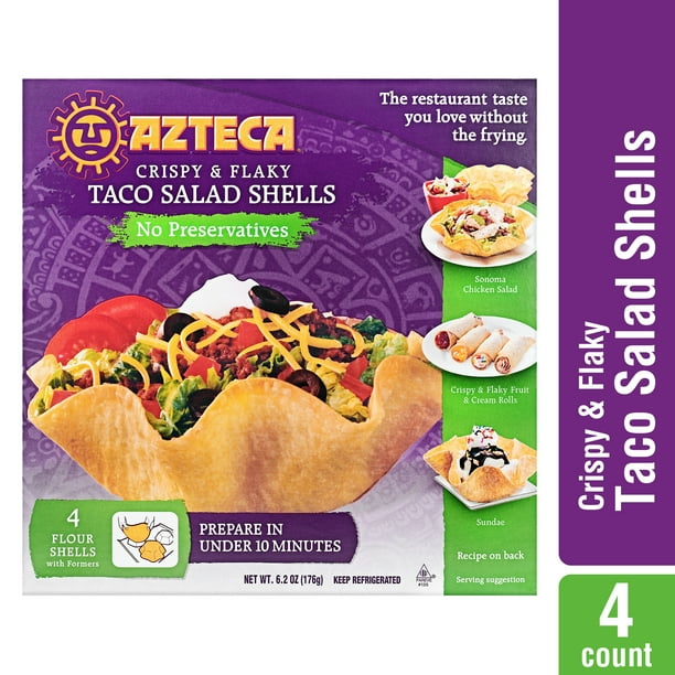 Azteca Crispy Flaky Taco Salad Shells And Formers 6 2 Oz 4 Ct Walmart Com Walmart Com