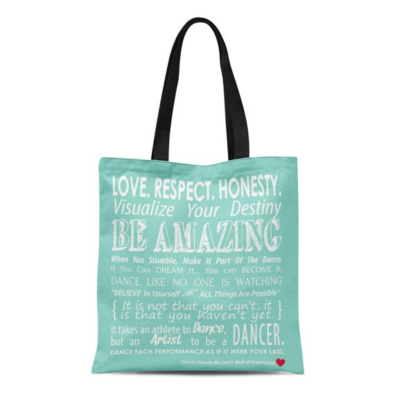 POGLIP Canvas Tote Bag Carries Carrie Inspirational Dance Aqua Dream Dancers Reusable Handbag Shoulder Grocery Shopping Bags