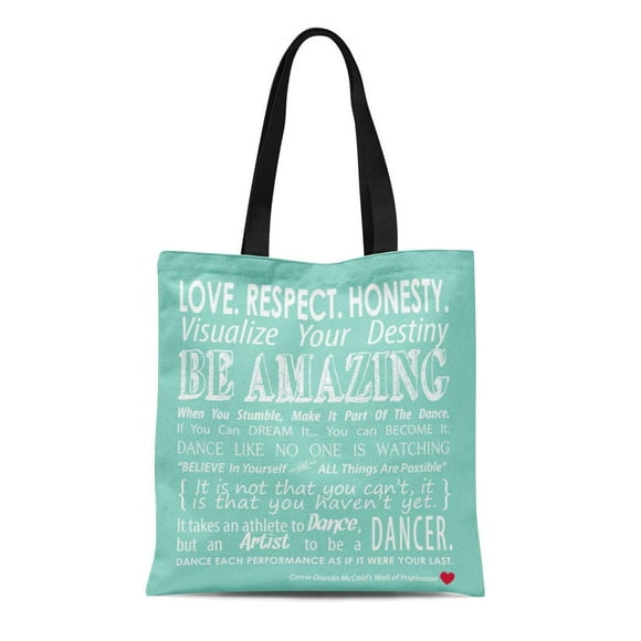 POGLIP Canvas Tote Bag Carries Carrie Inspirational Dance Aqua Dream Dancers Reusable Handbag Shoulder Grocery Shopping Bags