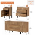 thumbnail image 3 of WAMPAT 63" W Large Sideboard Buffet Cabinet with Storage, 3 in 1 Fluted Sideboard Buffet with 5 Drawers and 2 Doors Wood Buffet Table Coffee Wine Bar Cabinet for Dining Room, Living Room, 3 of 6