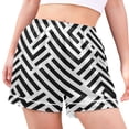 thumbnail image 2 of Women's Satin Pajama Shorts Minimalist Abstract Stripes with Pockets, Elastic Waist Sleep Lounge Shorts, 2 of 7