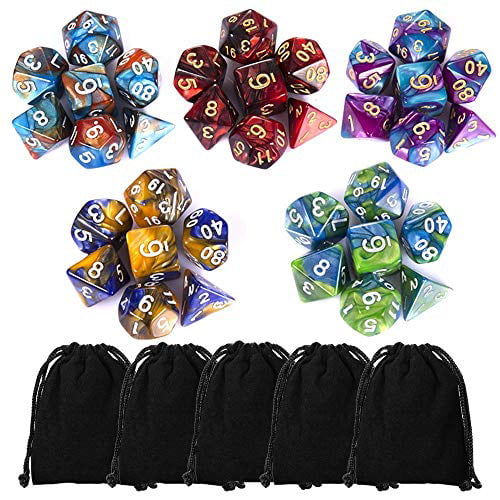 CiaraQ DND Dice Set Polyhedral Dice 7 Pieces with a Black Pouch for Dungeons and Dragons RPG MTG Role Playing Table Games 