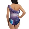thumbnail image 5 of Uemuo Planets Stars And Galaxies1 Print Women's One Piece Swimsuit Asymmetrical Neck Bathing Suit One Shoulder Side Cutout Ruffle Swimwear-Medium, 5 of 6