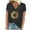 Black, variant on Wancir Women's V Neck T Shirts Casual Rolled Short Sleeve Side Split Summer Tops Loose Fit