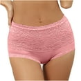 thumbnail image 2 of Odbmxy Womens Plus Size Panties Lace Cotton High Waist Briefs for Women Sliqs Pink Single Color Panties, 2 of 5
