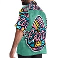 thumbnail image 3 of Easter Font Men's Hawaiian Button Down Printed Short Sleeve Summer Beach Shirts, 3 of 6