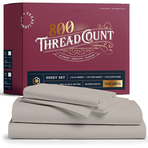 Pure Cotton Twin Xl Sheets Set (Taupe Xl Sheets, 800 Thread Count