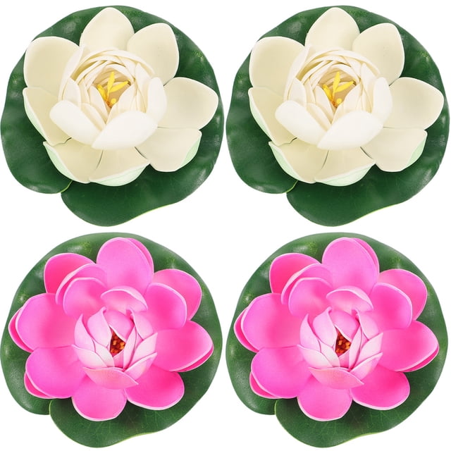 Miangastore Yellow Foams Simulation Lotus Flower Bouquet 4Pcs 3.9x3.9x2in